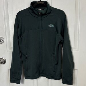 The North Face zip up fleece jacket Green Size Large Cheat Logo pockets Gorp